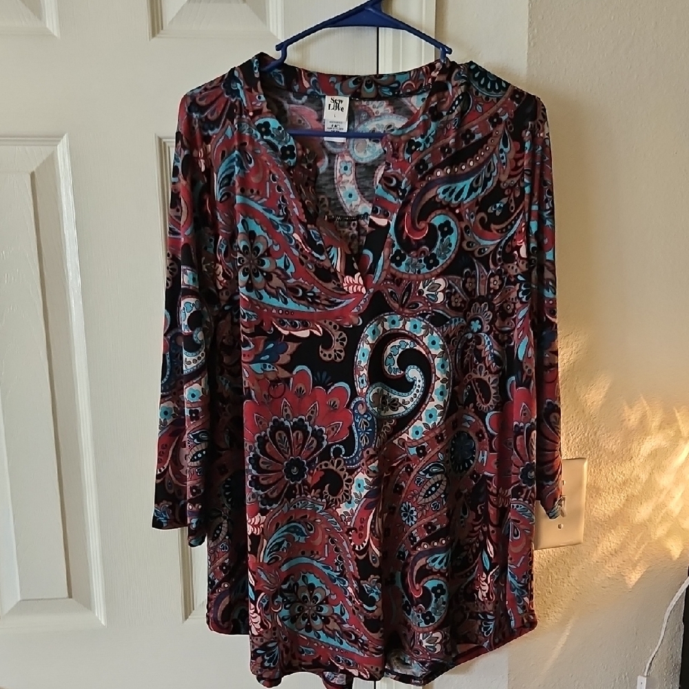 Sew In Love Red and Blue Paisley Tunic